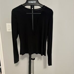 SHEIN Black Fitted Long Sleeve Blouse
